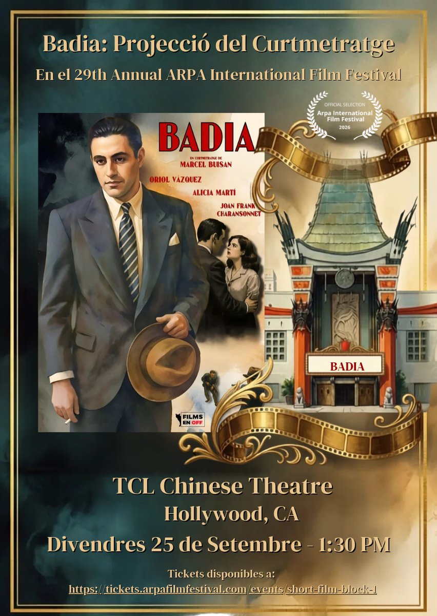 reeixida's tweet photo. El cineasta @MarcelBuisan presenta @Badiashortfilm 📽️a la2⃣9⃣a edició de l'Arpa International Film Festival de Los Angeles🇺🇸
La peça rescata la controvertida figura de Miquel Badia i la lluita per la independència als anys 30,un tema sovint vetat a Catalunya i a l'Estat espanyol https://t.co/RTVNFB96At