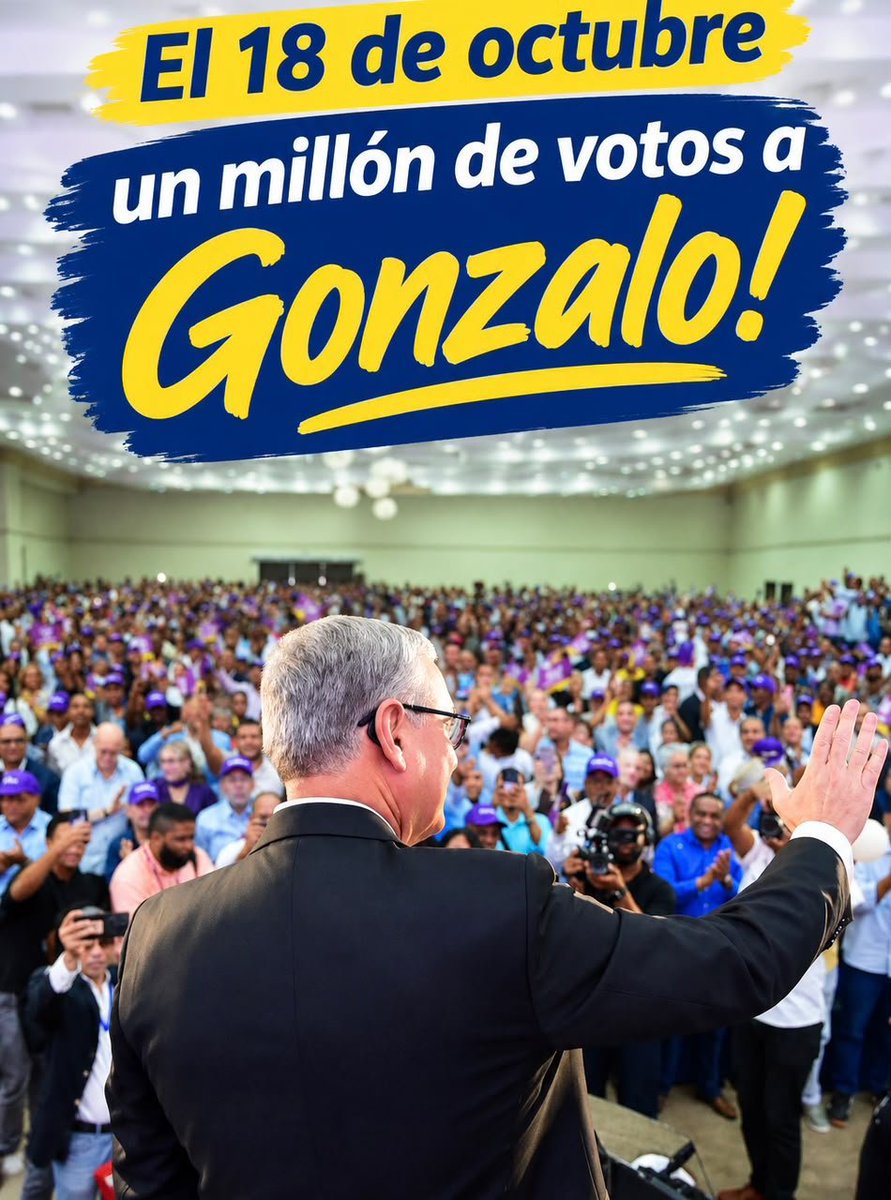 JESULINAMPARO's tweet photo. En la consulta del PLD el 18 de octubre los amigos, compañeros y muchos dominicanos, buscamos un millón de votos, para uno de los más nobles, fajador y humilde ser humano, llamado Gonzalo! 

Rep. Dom. necesita un presidente que le explique cómo salir de la trampa de la pobreza 🇩🇴 https://t.co/6FRx8ZdbLM