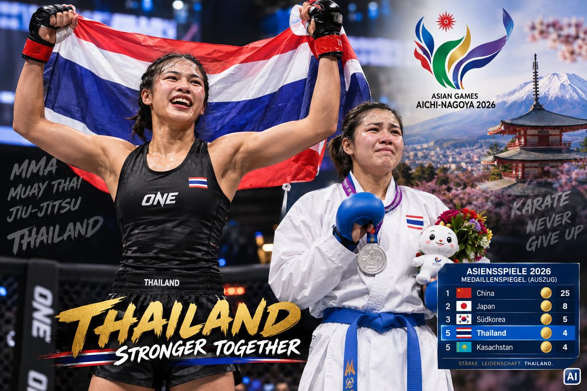 assweiler's tweet photo. Thailands Kampfsport-Eliteteam glänzt in Japan: Kanjutha Phattaraboonsorn holt historisches MMA-Gold bei den Asienspielen 2026

https://t.co/ZzDLrhBjyV https://t.co/AREBQz7v7y