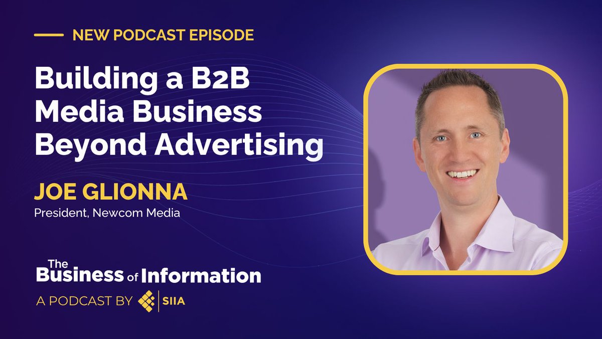 SIIA's tweet photo. What does growth look like when advertising alone isn't the answer?

Newcom Media President Joe Glionna joins Chris Mohr on The Business of Information to talk acquisitions, new revenue streams, print, AI and lessons learned navigating COVID.

Listen: https://t.co/ezd4jNq2U7 

#B2BMedia #SIIA