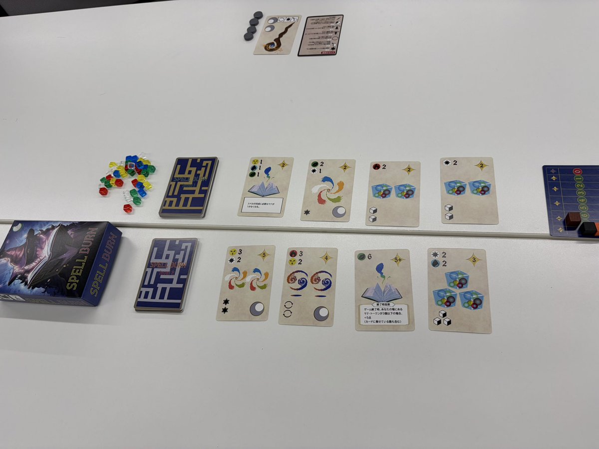 MrandMrs_Games's tweet photo. 『かにパニ』@TsukiakariGames 
“カニ”しか言えないパーティゲーム

『スペルバーン』@Time_Eater_BG 
マナを集めスペルを獲得するセットコレクション

『TRiCK OF GORiATE』@sirhashibiro 
算数パズルでゴリアテの背を伸ばせ https://t.co/L0jwDIngaP