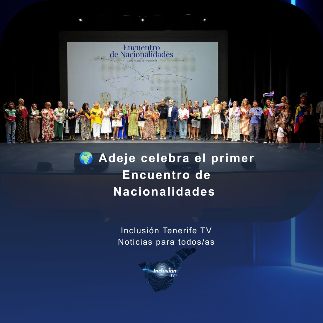 InclusionTfeTV's tweet photo. 🌍 ADEJE - TENERIFE CELEBRA SU PRIMER ENCUENTRO DE NACIONALIDADES

🤝 Representantes de una cuarentena de las 123 nacionalidades participaron en el encuentro.

🤟 Con intérpretes de lengua de signos.

💙🤍 Inclusión Tenerife TV

#Adeje #Tenerife #Canarias #NoticiasTenerife https://t.co/cCOSFUJSf5