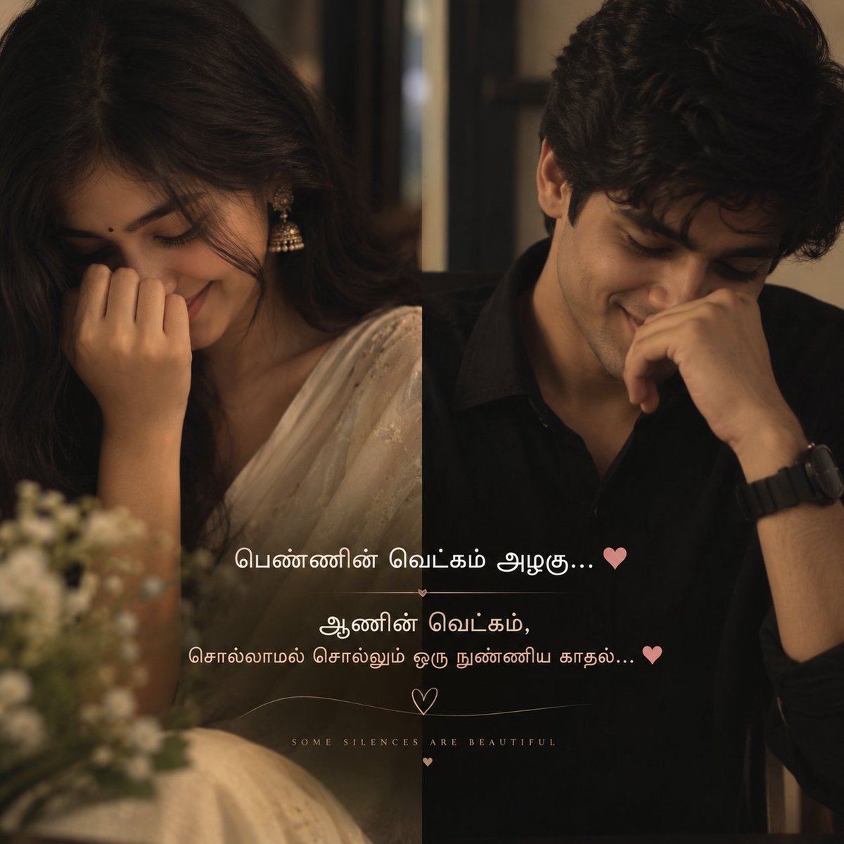 Mayaashmi's tweet photo. பெண்ணின் வெட்கம் அழகு… 
ஆணின் வெட்கம், சொல்லாமல் சொல்லும் ஒரு நுண்ணிய காதல்… ❤️ https://t.co/2bhZjM7trp