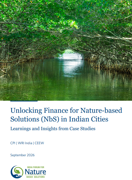 CEEWIndia's tweet photo. Indian cities are facing worse floods, more heat and tighter water supplies each year. Nature-based solutions can ease all three at once, with social and economic gains alongside. The hard part is paying for them, and getting beyond one-off pilots.

A new report from the India Forum for Nature-based Solutions, undertaken by CEEW, Climate Policy Initiative - India and WRI India, takes on the financing question. It examines nine projects that found the money, from a sovereign loan for stormwater drainage in Chennai to parametric disaster insurance in Nagaland, drawing on interviews with the developers, practitioners and financiers behind each one.

Five things stood out:
📊 Scale depends on geography, project type, financing approach and business model together, not any one factor
 🛡️ Early feasibility checks, strong monitoring and community buy-in reduce project risk
 🏗️ Pairing NbS with civil infrastructure opens up existing financing routes
 💡 Different project stages need different capital, so sequencing matters as much as choice
 🚀 Project preparation support closes early gaps and builds a stronger investment pipeline

At the launch of this report, Sujatha Srikumar, Director, Powertec Engineering, reflected on the urban level capacity and balance sheet constraints that keep cities from accessing instruments like green or blue bonds, and how organisations like CEEW, CPI and WRI India can help cities find funding sources without routing through state and central channels. The discussion that followed, with Rajeev Gopal, Former Country Head, International Finance Corporation, the World Bank Group, who spoke out why cities should start by mapping their natural assets alongside their infrastructure assets, making it easier for city leadership to factor nature into capital expenditure planning and city development more broadly.

Read case studies report here: https://t.co/FEN8VzeHn5

Alongside this, the Urban NbS Financing Dashboard is also live: an open-access, continuously updated repository of policy, financing tools and case studies for urban NbS in India and globally. Check out the dashboard here: https://t.co/2eelyCcEU5

@climatepolicy @WRIIndia