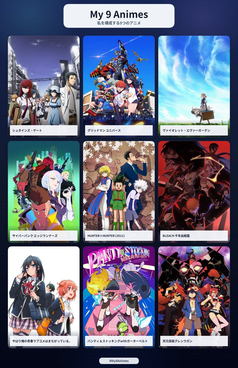 kujira0268's tweet photo. trigger率高めだなー

私を構成する9つのアニメ #My9Animes #私を構成する9つのアニメ https://t.co/eShS2g9goQ https://t.co/XPpADfAqSR