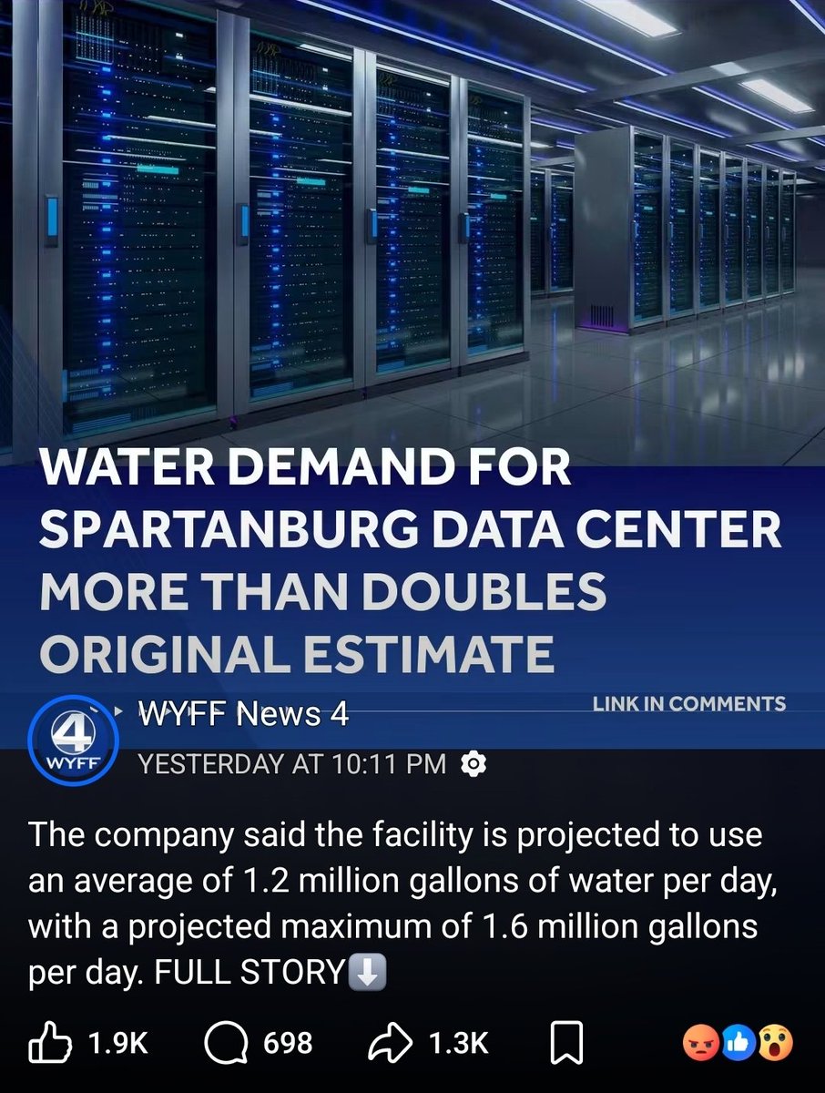 Dr_JLJohnson's tweet photo. Things like this are the reason why I introduced the joint resolution to put a moratorium of construction or permits for data centers in the state of South Carolina. Of course the super majority GOP would not pass it and now look at who is going to suffer! It's time for a #NewSC https://t.co/UwSkYMvX27