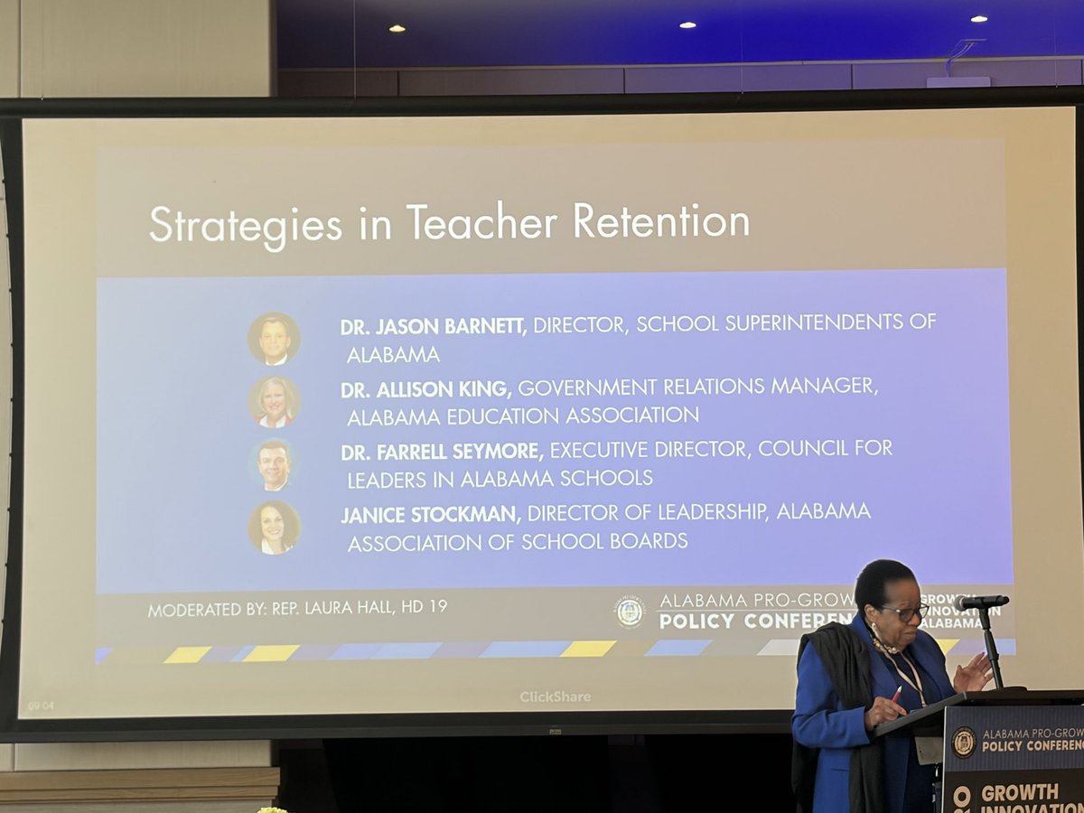 SSA_Supers's tweet photo. Great start to the morning in Montgomery AL. Dr. Jason Barnett served as a panelist at the Alabama Pro Growth Policy Conference. The panel’s focus was on teacher retention. Great conversation amongst a great group of leaders. https://t.co/7VRaaodnTz