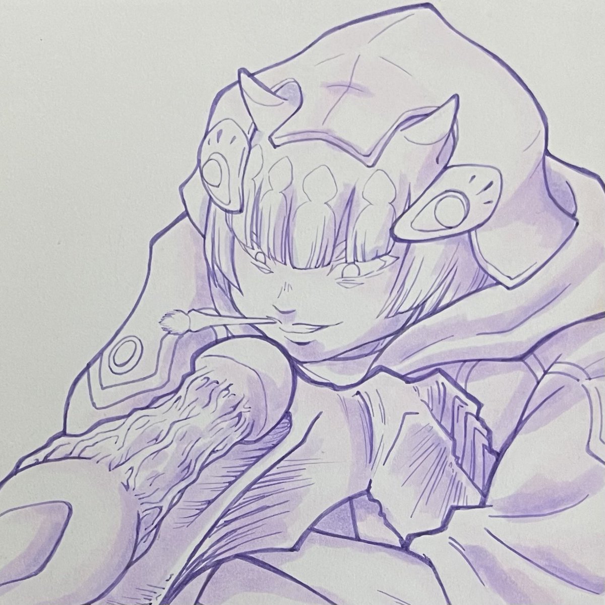 WazakazeMumu's tweet photo. 一年前に描いて放置してたギョッツィ
ざっくり影入れした
色全然決めて無い…
この骨肉銃、手羽先とちんっぽいよね。 https://t.co/Henw2NA9az