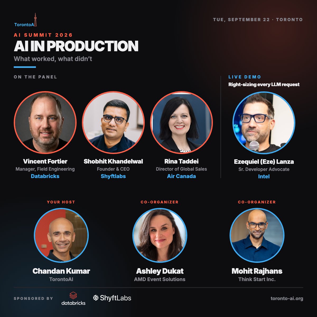 TorontoAIMeetup's tweet photo. Tonight. AI Summit 2026, Toronto.

Panel — AI in Production. What worked, what didn't:

See you tonight. https://t.co/C77v3jNaki