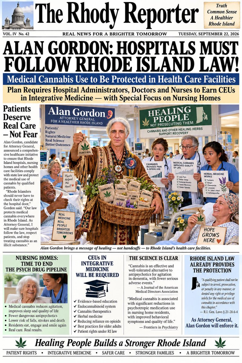 AlanGordonRI's tweet photo. As Attorney General, I will take my duty to oversee health care facilities’ compliance with State laws seriously. https://t.co/QSL1aQL6cY