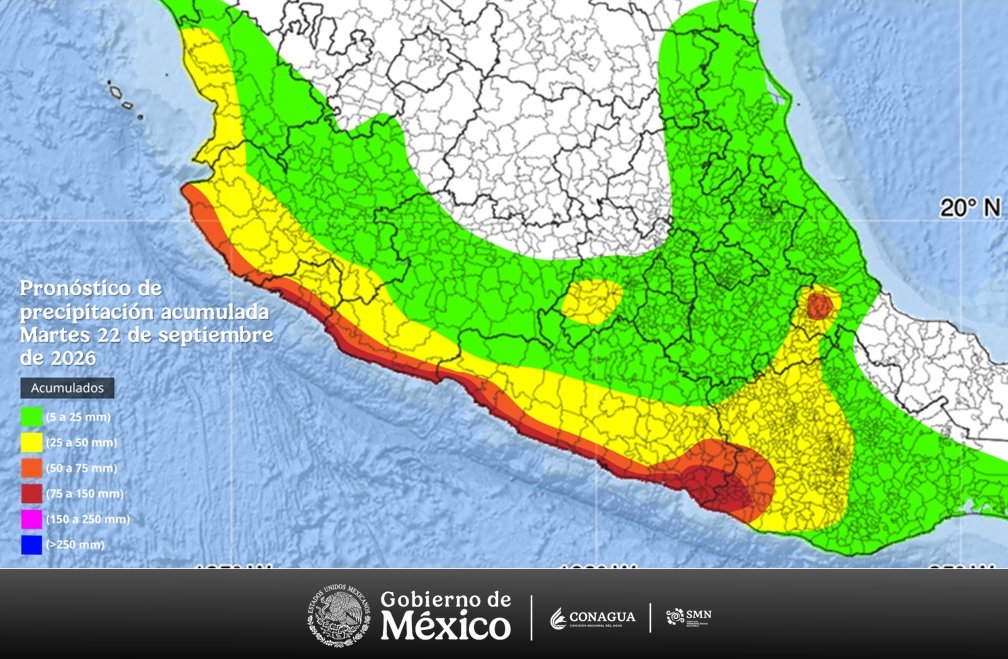 conagua_clima's tweet photo. #Pronóstico de #Lluvias para hoy por la circulación del #Huracán #Polo de categoría 5. Las más intensas se prevén para las costas de #Oaxaca, #Guerrero, #Michoacán, #Colima y #Jalisco https://t.co/H2BBb8uL0N