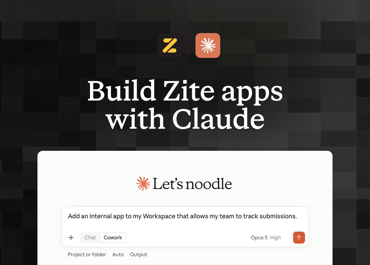 zite's tweet photo. Zite is now a verified connector in Claude

Connect Claude to Zite to build full apps, without using Zite AI credits.

Claude can write the code, work with your database, and deploy to Zite through MCP.

Just search for Zite in Claude’s connectors and connect your account. https://t.co/ybQZVW8p0r