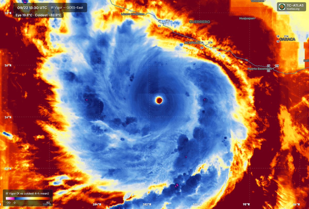 WillWeatherRVA's tweet photo. Recon is on its way to #Polo (#17E), and they could find an extremely intense system (as if Category 5 wasn't intense enough). Recent microwave satellite imagery suggests that an eyewall replacement is actually not imminent, which means further strengthening is on the table. https://t.co/7n6x2Qof8c