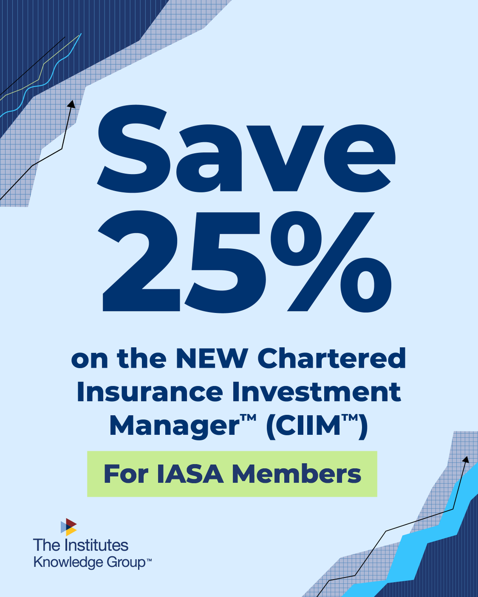 IASAINC's tweet photo. The Chartered Insurance Investment Manager™ (CIIM™) is designed specifically for insurance asset management, covering financial metrics, portfolio optimization, asset-liability management, and more. Throughout September, IASA members receive 25% off https://t.co/iLPv3vsK6o https://t.co/I1jGau49yY