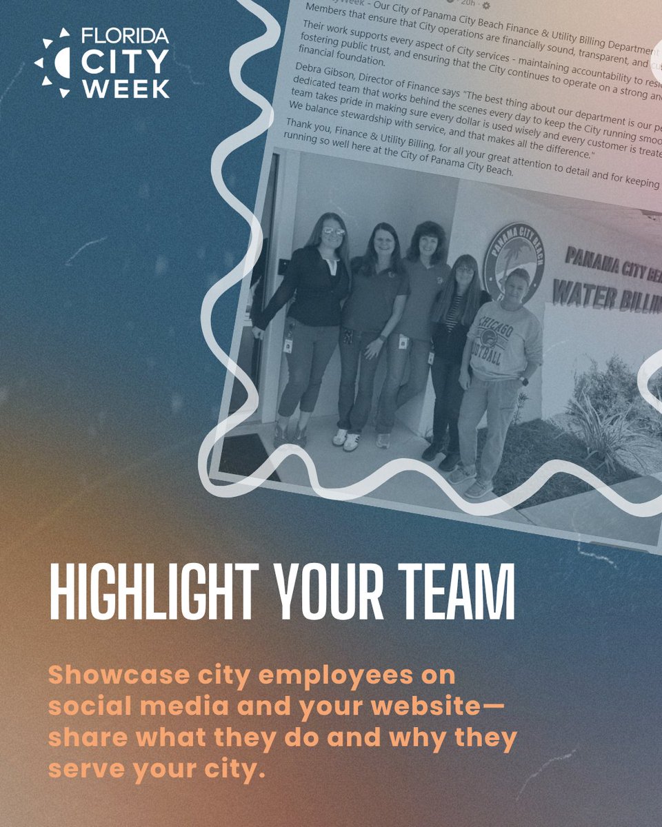 FLCities's tweet photo. How is your city celebrating #FLCityWeek? From community cleanups and park projects to local business spotlights and resident appreciation events, there are countless ways to show your city pride. ✨ Explore more ideas at https://t.co/F5ZtoKNZrg. https://t.co/yevfYz8XYQ