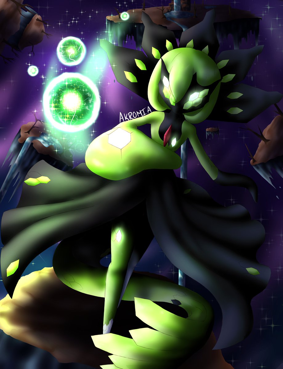 Akromia1's tweet photo. This is an old art, but one of my favorites that I had done! A combination of Zygarde and Gardevoir! 
#Pokemonartㅤ https://t.co/PF1C4sKb6A