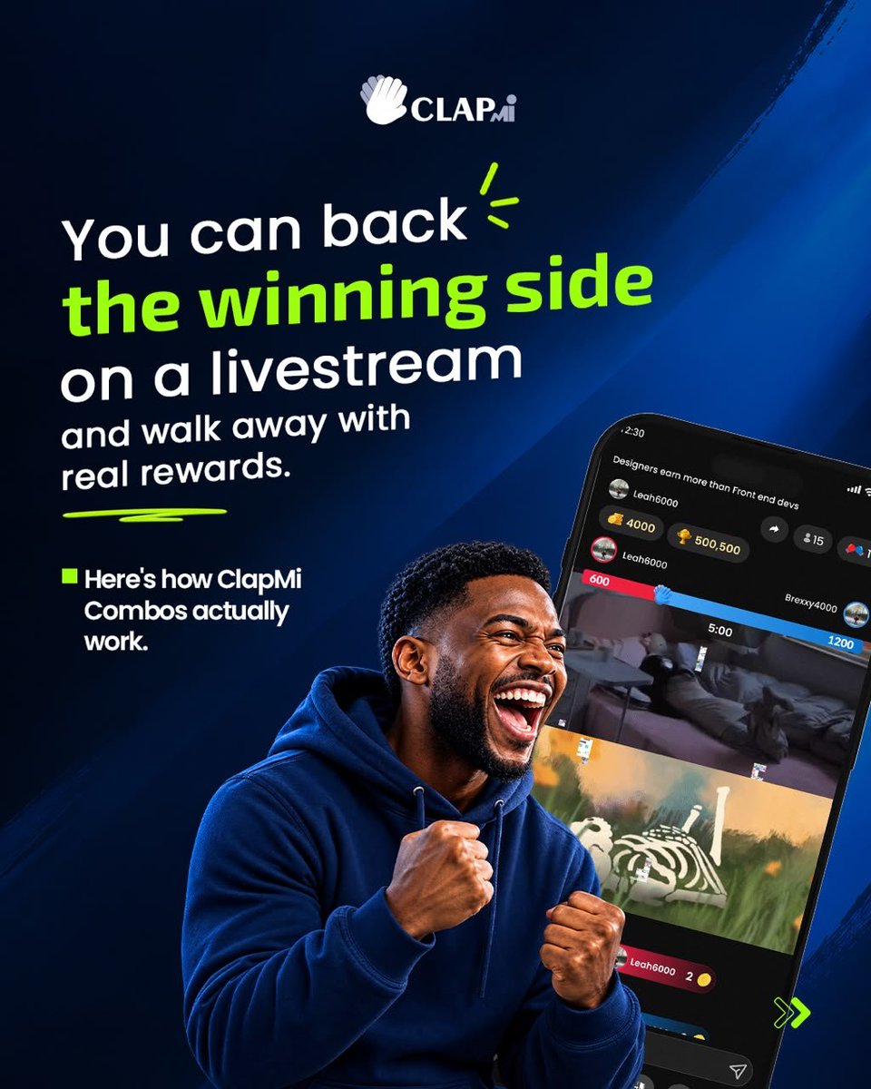 Clapmihq's tweet photo. What if your streamer loses the Combo, but you still walk away with a win ⁉️

𝐓𝐡𝐚𝐭’𝐬 𝐭𝐡𝐞 𝐭𝐰𝐢𝐬𝐭 𝐭𝐡𝐚𝐭 𝐦𝐚𝐤𝐞𝐬 𝐂𝐥𝐚𝐩𝐌𝐢 𝐂𝐨𝐦𝐛𝐨𝐬 𝐬𝐭𝐫𝐞𝐚𝐦 𝐬𝐨 𝐞𝐱𝐜𝐢𝐭𝐢𝐧𝐠.

Two streamers. One head-to-head battle. You pick your side, rally behind your favourite, and make your support count.

Every gift stays on your side, and the biggest supporter of that streamer becomes the Top Backer—earning a share of the Combo fee whether their streamer wins, loses, or ties.

📍So even if your streamer takes the L, you could still come out on top. 😮‍💨