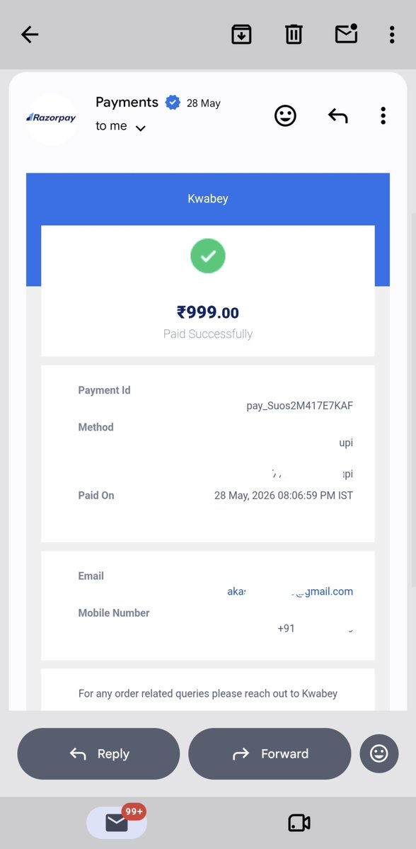 AKASHPURI21's tweet photo. @kwabey_official @Razorpay @NCH1915 @jagograhakjago
Order #1155269 was cancelled without notice and ₹999 was credited to Kwabey Wallet. they claim 24 Hours Dispatch Guaranteed.
NCH Docket #9977973 is still In Process.
Deliver #1213496 or refund in bank
#Kwabey #ConsumerComplaint https://t.co/QGJ3uyGMLF