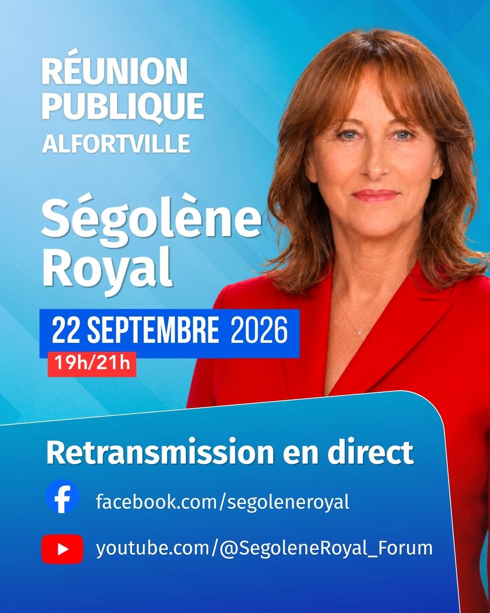 RoyalSegolene's tweet photo. La réunion publique sera retransmise en direct à partir de 19h45 sur la page Facebook et la chaîne YouTube de Ségolène Royal.

Facebook : https://t.co/uQdEz7Jcn2
Youtube : https://t.co/WU8O3aENDP https://t.co/O1O1elThiC