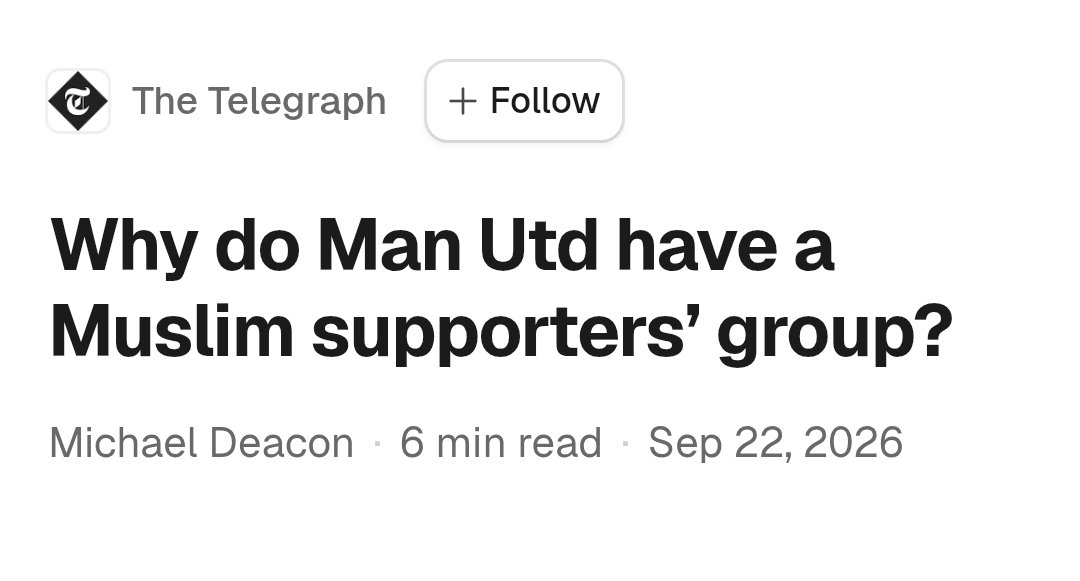 I_amMukhtar's tweet photo. Michael Deacon from The Telegraph wrote a bigoted article titled, “Why do Man Utd have a Muslim supporters’ group?”

Manchester United also has a Manchester United Jewish Supporters’ Club (MUJSC), but he would never write an article attacking them.

I’m glad they’ve stopped hiding their hatred.