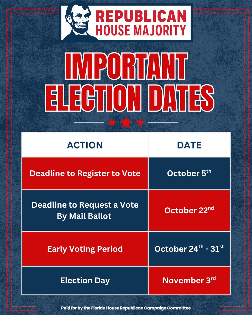 FHRCC26's tweet photo. Here are the key dates you need to know for the General Election. From registration deadlines to early voting and Election Day itself, don't miss your chance to make your voice heard. https://t.co/jEAx88TJdJ