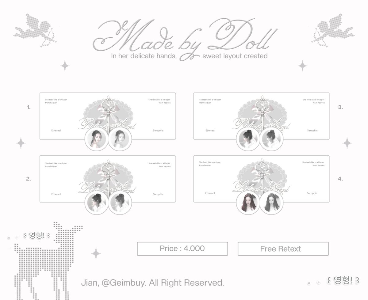 doallish's tweet photo. ㅤㅤ
help repost, thankyou so much.  

halo, aku bawa 10 layout ready stock { gawon, narin &amp; ningning } IDR 4.000, free retext, get 2 ava png. take only on tele, yaa.  ♥︎

———   #bealanja  #zonauang 
ㅤㅤ https://t.co/GrWhhOONAh