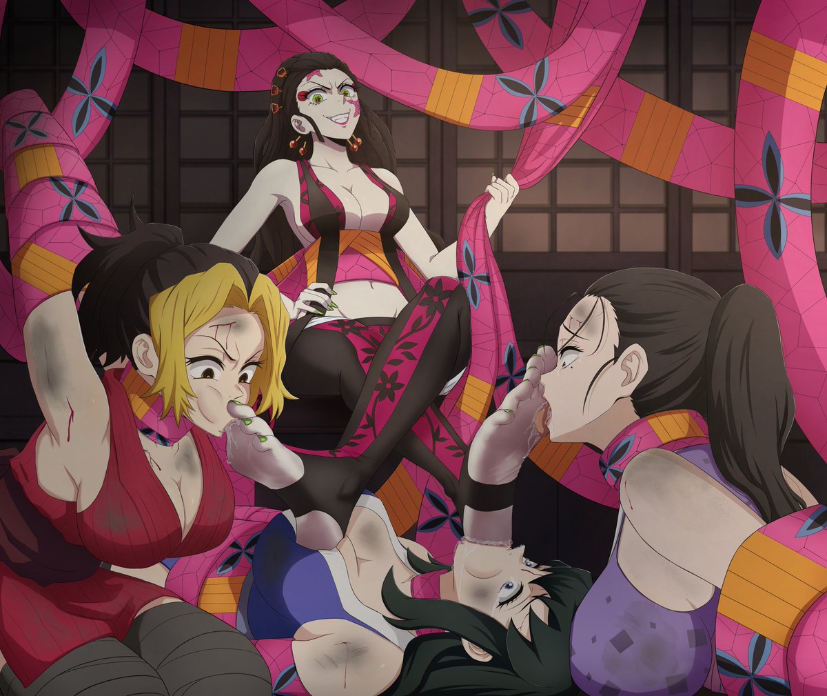 EgregiousEris's tweet photo. Daki's Demoralized Kunoichi Slaves

Artist: Danny782 

Series: Demon Slayer 

Characters: Daki (Dom), Makio (Left) Suma (Middle) Hinatsuru (Right) https://t.co/U4dLa90h6I