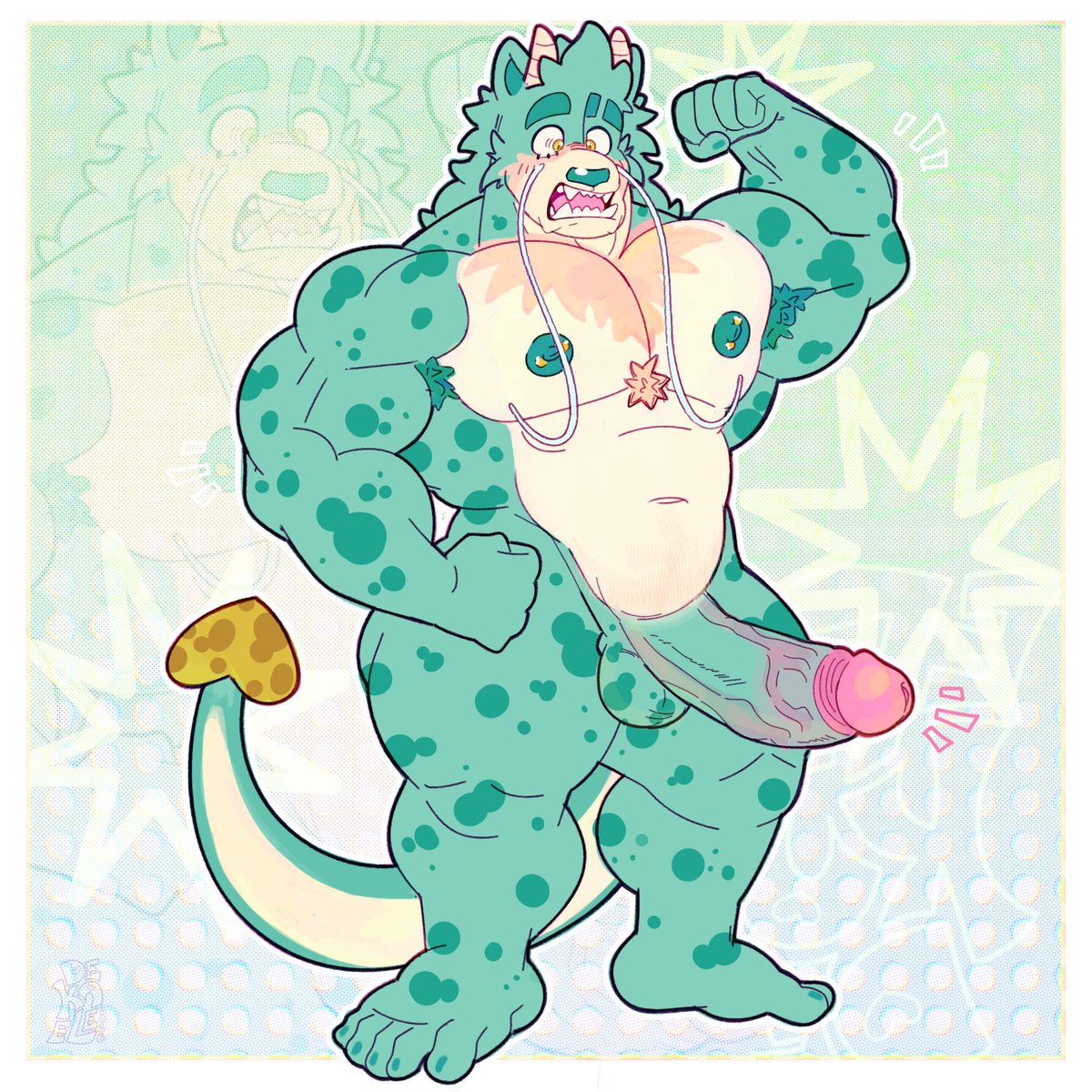 De_Ka_Ele's tweet photo. Flex ‘em, spots! 🐱🐉✨
———————————————
C0mm for @Imthebeeskneez1 ~ Thank u! 
———————————————
#furry #furryartwork #commission #bara #originalcharacter https://t.co/xBfucmLBoE