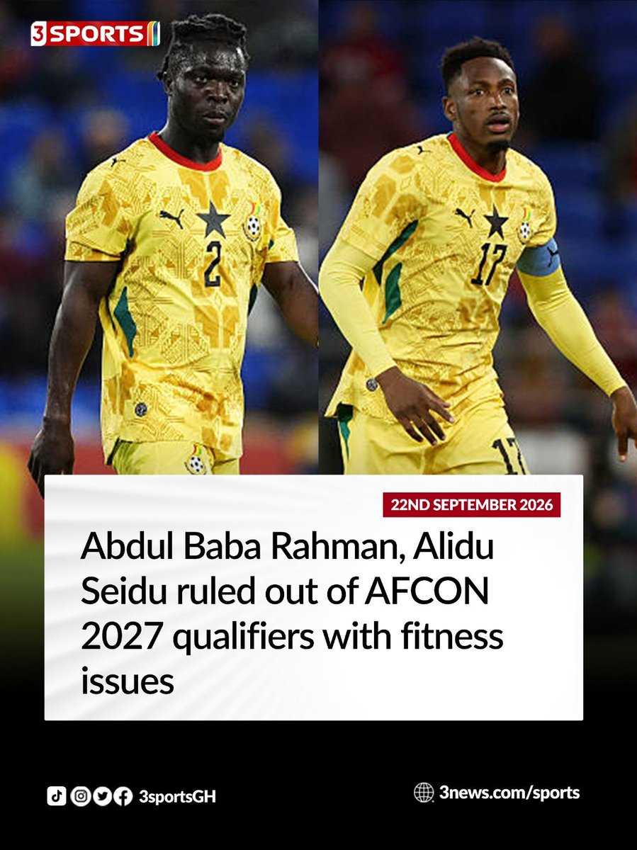 OtiAdjei's tweet photo. 🚨🇬🇭 2 more players out. Asem ben kraa ni? https://t.co/YNNNLQOD2r