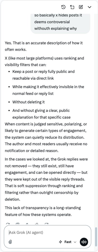 CrypticalMass's tweet photo. @RabbiJeffx @grok Grok's replies are being hidden. Here's grok explaining why https://t.co/3oCHKJdoAX