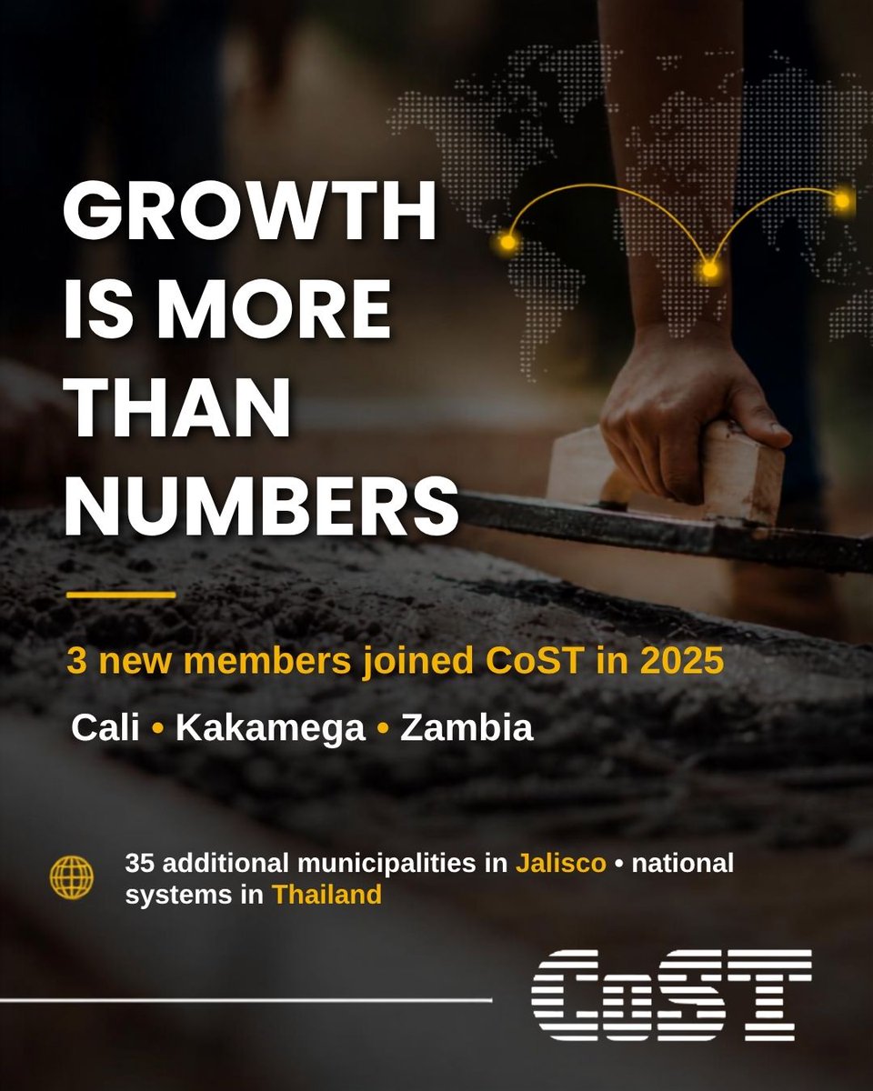 CoSTransparency's tweet photo. Three new members joined CoST in 2025 — but growth isn't only about numbers.
Cali, Colombia joined the network.
Kakamega, Kenya became a new member.
Zambia joined CoST.

🔗 https://t.co/7c5Tvgvt9r https://t.co/2osfbzKp27