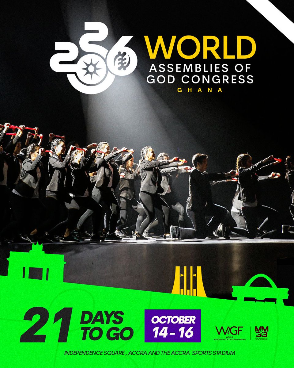 _agghana's tweet photo. 21 DAYS TO GO!

Day sessions — Register now: https://t.co/t3rmnGvtEV 
Evening revival at the Accra Sports Stadium — FREE and open to ALL!

The countdown is on. Get ready!

#WAGC2026 https://t.co/jpSbjvVj40