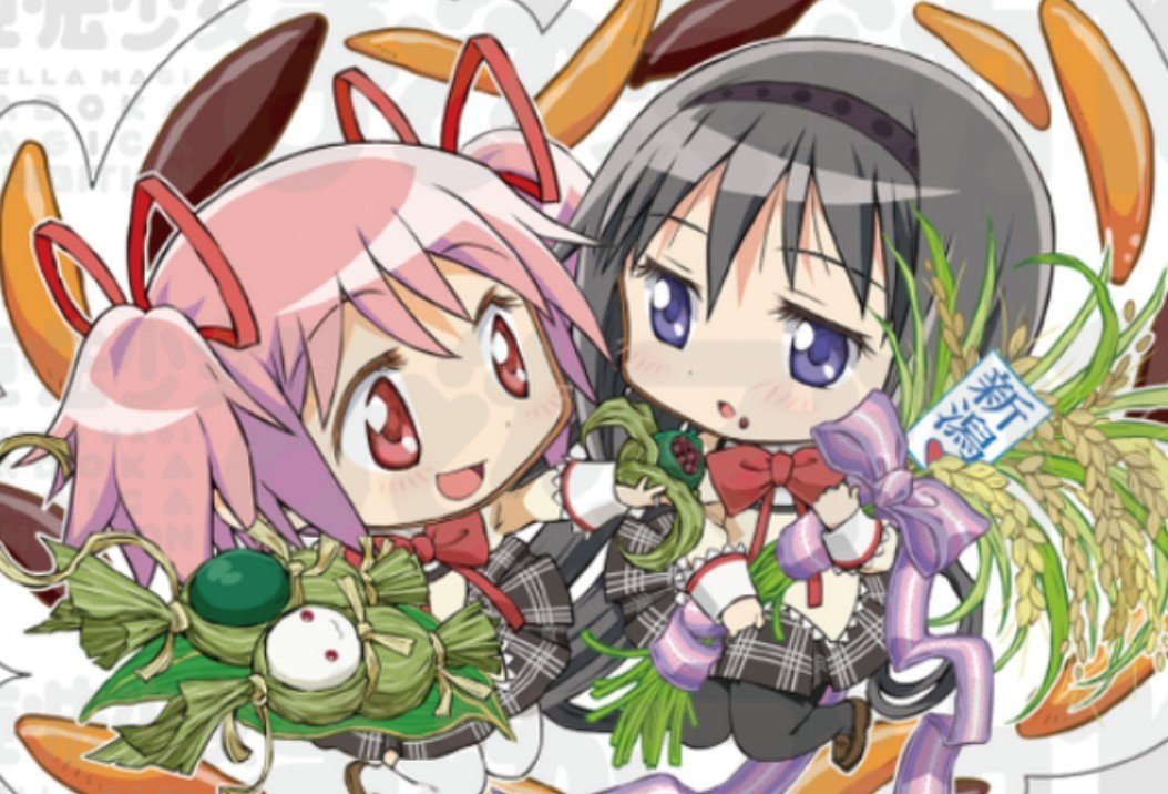 33_kukon's tweet photo. ほむらちゃんは意外と食べ物をほっぺや口元に付けちゃう系女子。そして隣には必ずまどかさんがいる…そこから導き出される答えは…！！（①指で取ってあげる②口で取ってあげる） https://t.co/RW7cINsfut