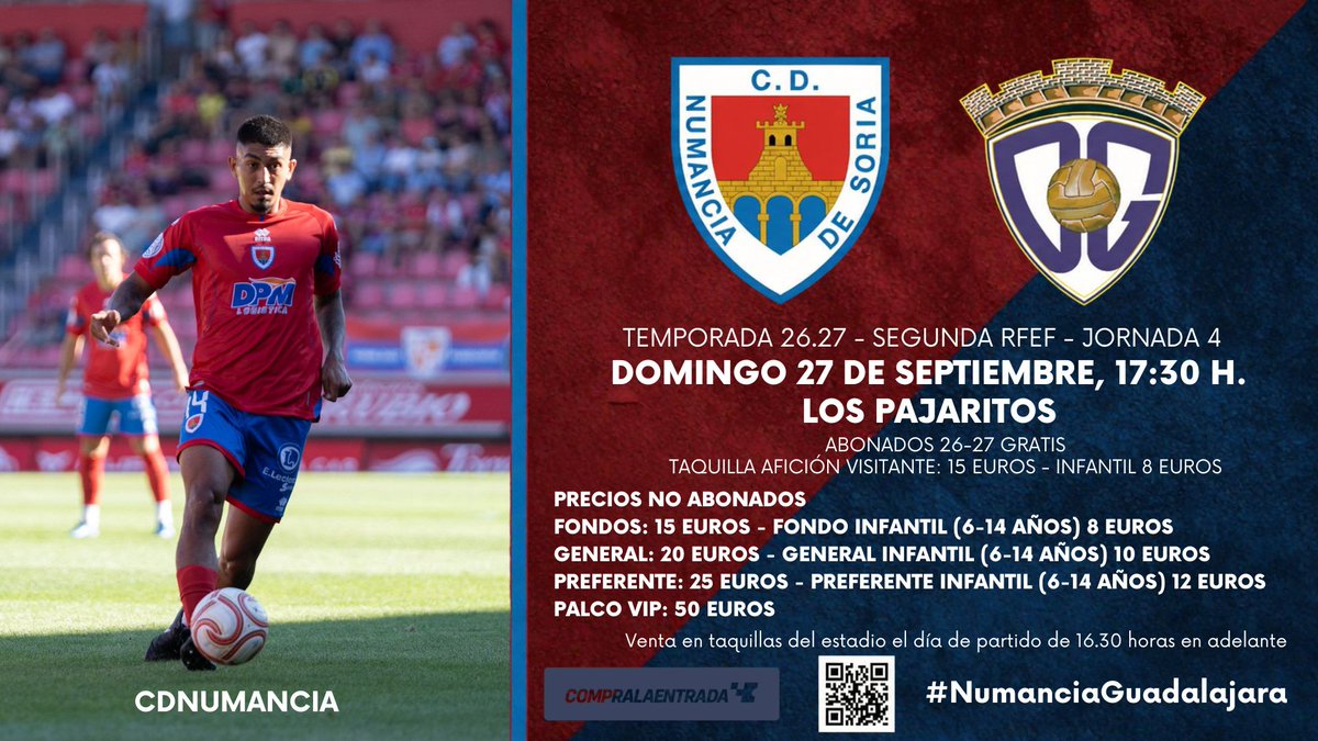cdnumancia's tweet photo. ⚠️ ATENCIÓN CAMBIO HORARIO ⚠️

El partido del próximo domingo en #LosPajaritos entre @cdnumancia y @deporguada se celebrará a las 17.30 horas

#NumanciaGuadalajara I #SegundaRFEF