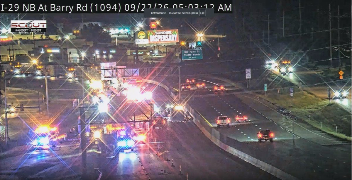 patrickmirch63's tweet photo. Avoid NB I-29 at Barry Rd. 
A semi lost it's load of @pepsi this morning. @JamieWeissKMBC has updates this morning on FirstNews on @kmbc https://t.co/APN0HE68Jc