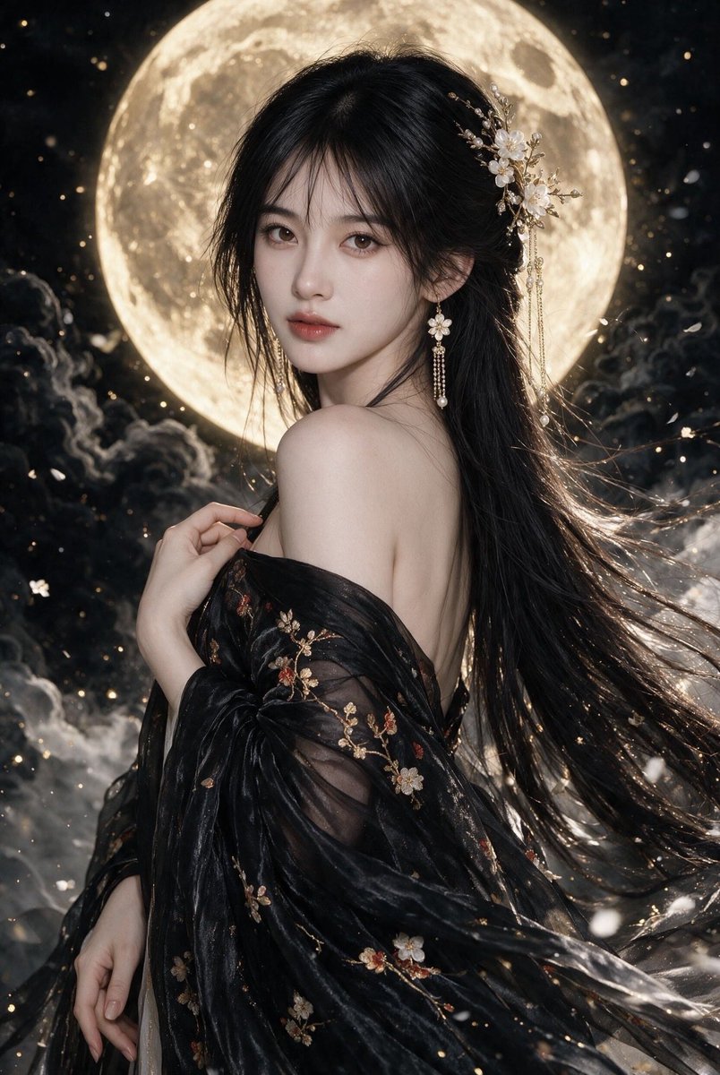 Dandaforfunoob's tweet photo. 黑金映月，佳人入画｜Moonlit Beauty in Ancient China 🌕 #古风美人 #古装 #汉服 #ChineseBeauty #东方美学 https://t.co/QrmKKxfi0y