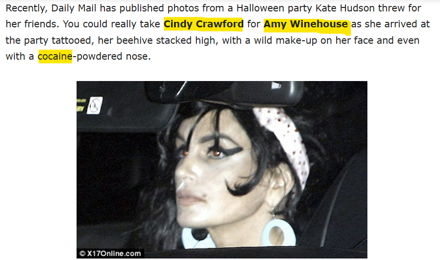 LandlordLinks's tweet photo. Anyone remember when Cindy Crawford mocked Amy Winehouse by dressing like her even adding a line of cocaine running down her nose? https://t.co/2mzg2mVBJh