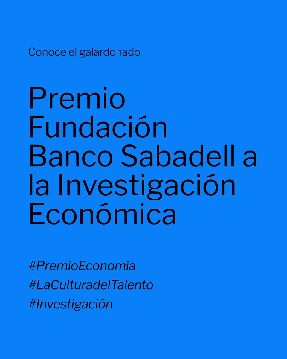FBSabadell's tweet photo. El Dr. @isaacbaley, profesor de Economía en la @UPFBarcelona, ha sido reconocido con el XXV Premio Fundación Banco Sabadell a la Investigación Económica.

🔗 Más info en nuestra web.

#LaCulturadelTalento #Investigación #PremioEconomía @BancoSabadell https://t.co/705Kxn6DkQ