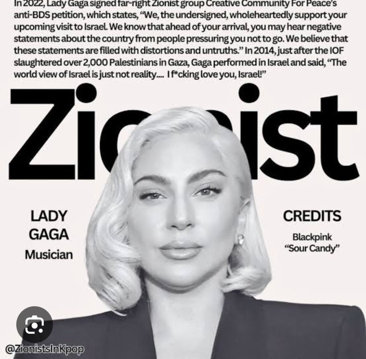 mocapilled's tweet photo. the concept of lady gaga funding and supporting the genocide of the palestinian population 😍 https://t.co/Ub0W9WgWUB