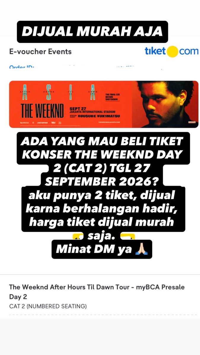 l0vedaddy's tweet photo. WTS THE WEEKND IN JAKARTA
CAT 2
DAY 2 27 SEPT

#wts #theweeknd https://t.co/KMmU8UkdCp