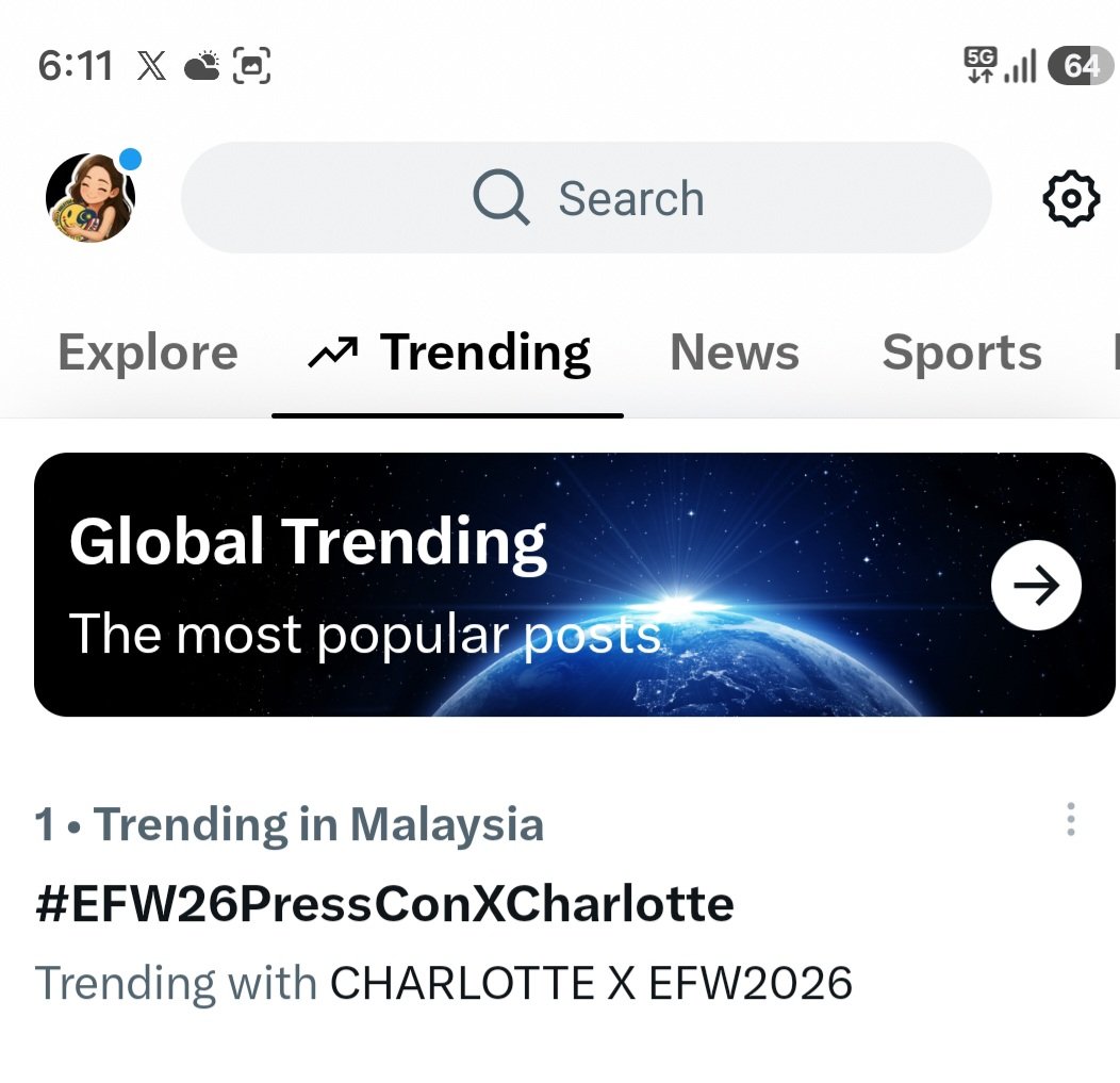 MasCL1988's tweet photo. OMG NO.1 TREND IN MALAYSIA NOW

CHARLOTTE X EFW2026
#EFW26PressConXCharlotte 
@itscharlotty https://t.co/xB0ob2hPqs