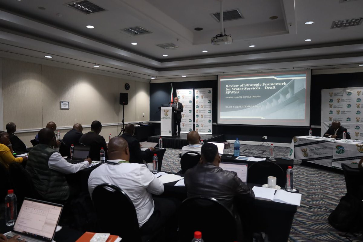 RichGemma's tweet photo. "Communities, civil society and the private sector are written in as partners for planning, delivery, finance and oversight" – Deputy Minister Dr @JackBloomDA speaking in Durban
@DWS_RSA #SFWSS #Water #Sanitation https://t.co/hk59H51oxV