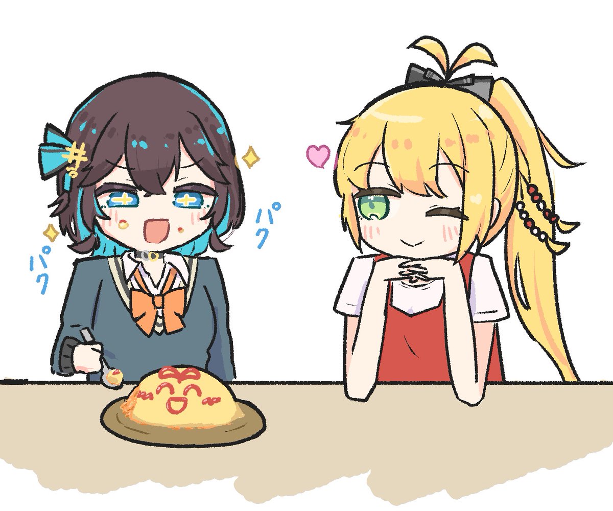 tobewai_wk's tweet photo. マキちゃんのお手製オムライスを食べるモカちゃんを描きました！
こんなに美味しそうに食べてくれたら絶対嬉しいよね https://t.co/bLm8ofa9xG