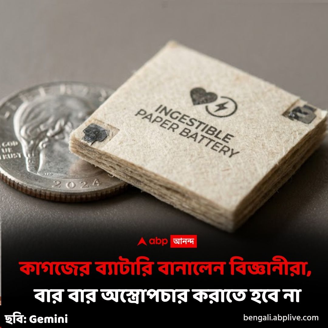 abpanandatv's tweet photo. শরীরের ভিতর মেডিক্যাল ডিভাইসগুলিকে চালু রাখবে। অস্ত্রোপচার করতে হবে না, ওষুধের মতো গিলে নিলেই হল।
https://t.co/TNvKAXzKai বিশদ পড়ুন।
#MedicalScience #PaperBattery #ABPAnanda https://t.co/EyGgKu62Xg