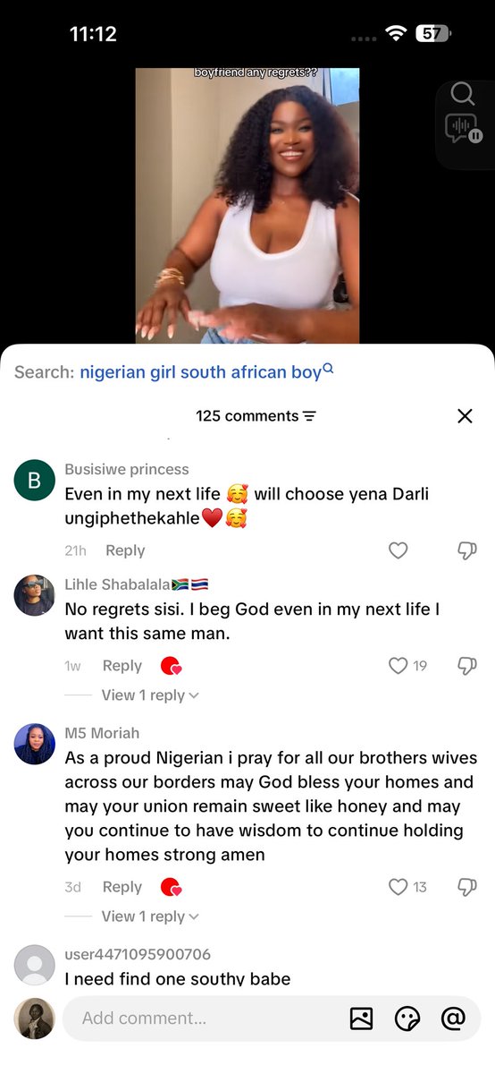 UchePOkoye's tweet photo. So this woman is asking her fellow South Africans their experience marrying Nigerian men.

Read the comments. https://t.co/shdhuuyVh5