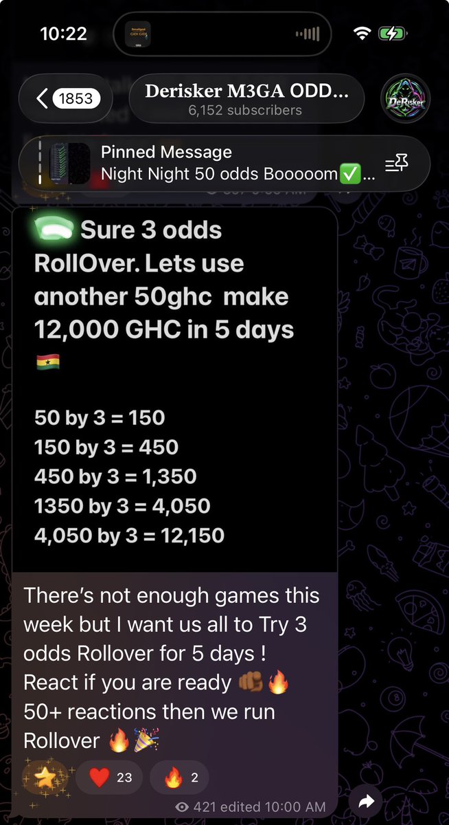 DeRisker1's tweet photo. Join DeRisker 3 odds RollOver 😈🔥🎉

Day 1 post on telegram https://t.co/cHCQwaGpUT https://t.co/KIoyjcF3iK