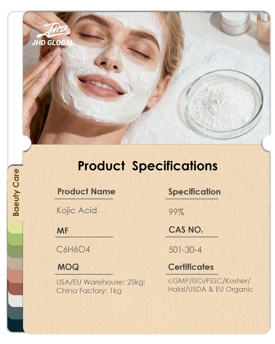 JhdGlobal's tweet photo. Premium cosmetic raw materials from JHD GLOBAL✨
🌿 Aloe Vera Extract | 99% Purity
✅ Full certifications available | Global warehouse support
✨ Kojic Acid | 99% Purity
✅ cGMP, ISO, Kosher, Halal &amp; Organic certified
DM us now for full specs, COA, and wholesale pricing! 💬 https://t.co/EXXKF0fsER