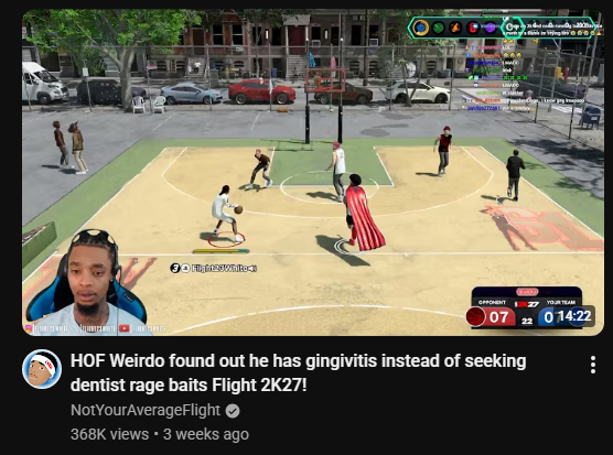 dnascam2's tweet photo. hall of fame weirdo found out he has gingivitis instead of seeking dentist rage baits flight 2K27! https://t.co/Icd2BkAdoe