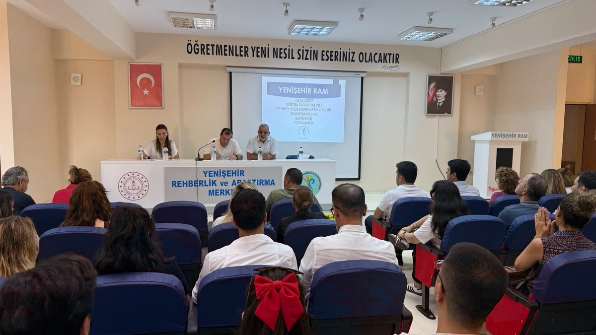 RamMersin's tweet photo. 2026/2027 Eğitim Öğretim Yılı Rehber Öğretmen/Psikolojik Danışmanlar Sene Başı toplantısını Kurumumuz Yenişehir Rehberlik Ve Araştırma Merkezi toplantı salonunda gerçekleştirdik. @yenisehirmem_33 @MersinMEM @Muhammed0744 @MebOrgm https://t.co/RqVtRivlWJ
