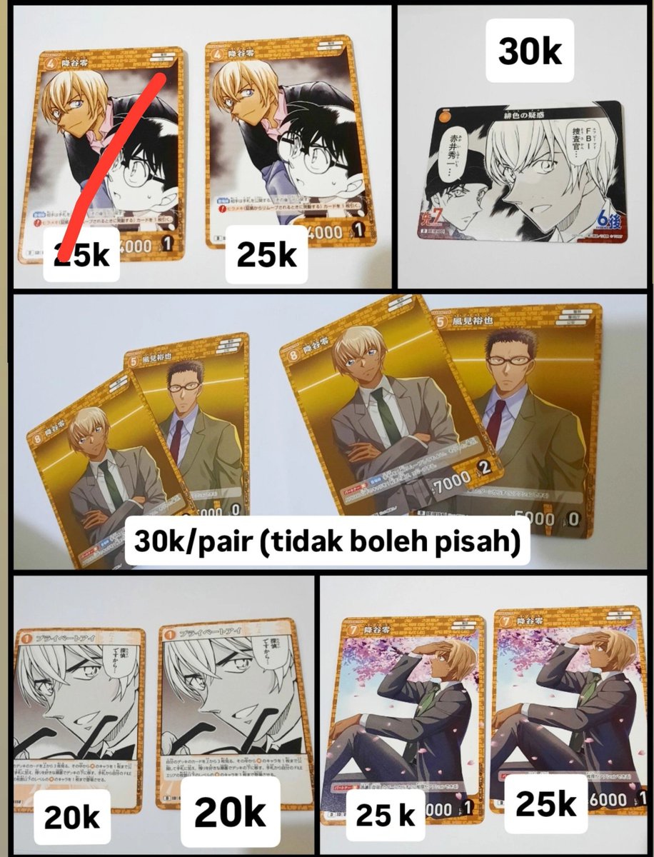 syausinar's tweet photo. Update avail WTS DetCo stuff
-TCG Amuro
-TCG Matsuda
-A5 Print M28
-Acrylic standee Conan
-Acrylic coaster Ai Haibara (Conan cafe 2025)
-Secret Archives Akai-Amuro (B. Indonesia)

#warungdetco #warungdcmk #warunganime https://t.co/RuPu9TMpHF